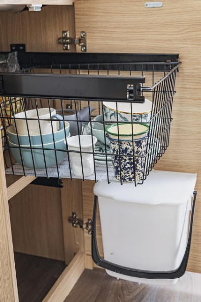 Kitchen pull-out including two wire baskets and non-slip mat