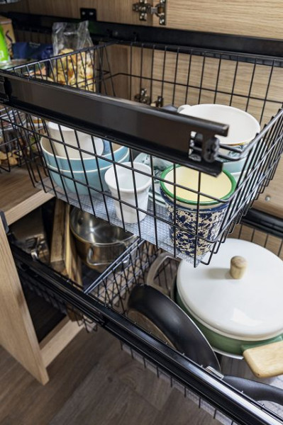 Kitchen pull-out including two wire baskets and non-slip mat