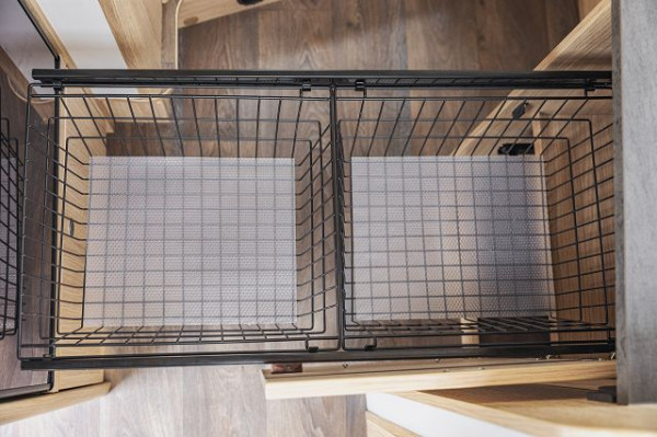 Kitchen pull-out including two wire baskets and non-slip mat