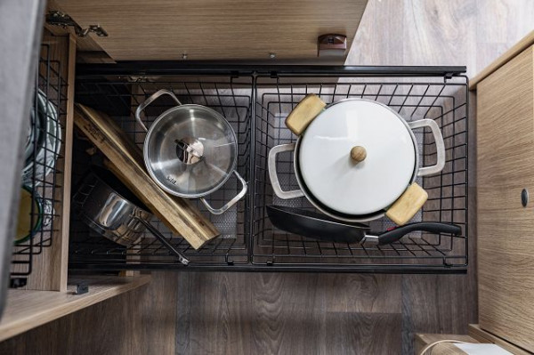 Kitchen pull-out including two wire baskets and non-slip mat