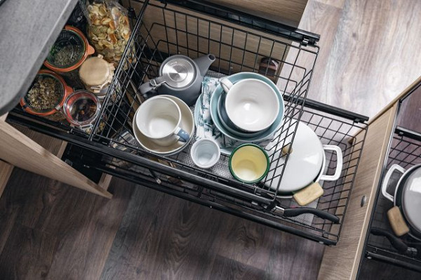 Kitchen pull-out including two wire baskets and non-slip mat